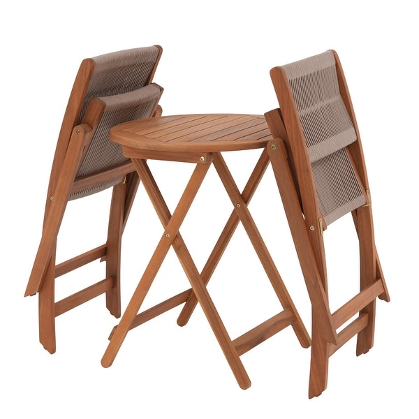 3piece Folding Wood Patio Bistro Set