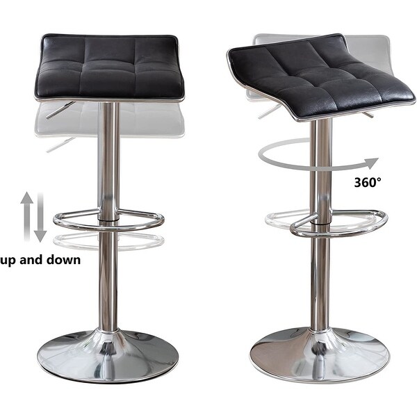 Backless Adjustable Tall Metal Base Swivel Bar Stools (Set of 2)