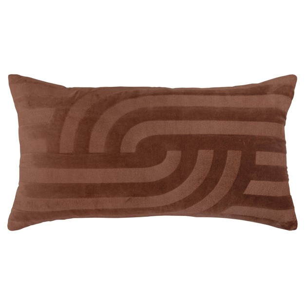 Oversized Solid Striped Poly Filled Lumbar Throw Pillow Brown Rizzy Home