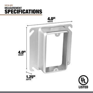 Southwire 4 in. W Steel Metallic 1-Gang Single-Device Square Cover 1-14 in. Raised (1-Pack) 52C16-UPC