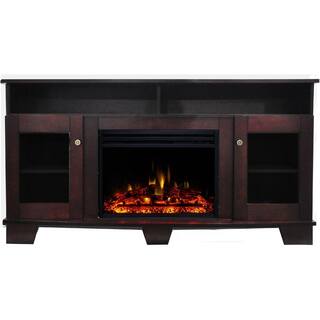 Cambridge Savona 59 in. Electric Fireplace Heater TV Stand in Mahogany with Enhanced Log Display and Remote CAM6022-1MAHLG3