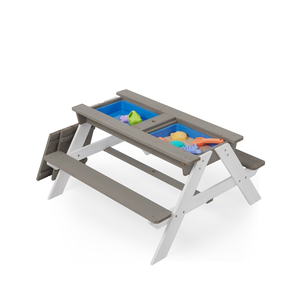 3 in 1 Kids Outdoor Picnic Table With Umbrella Convertible Sand   Wate