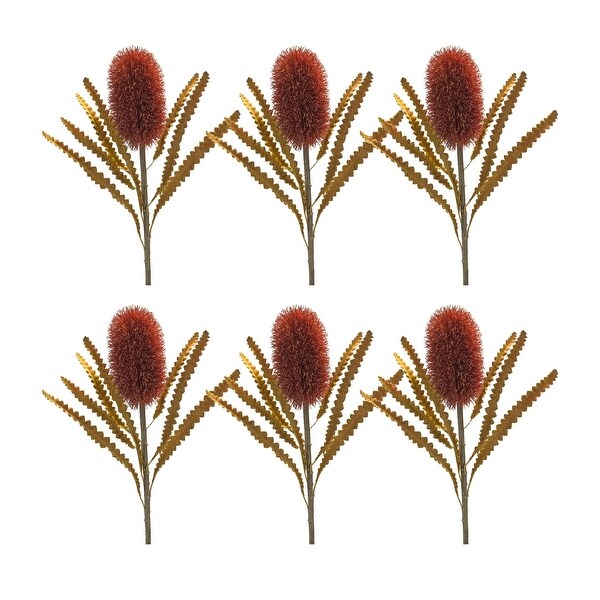 Set of 6 Banksia Floral Artificial Stems 24