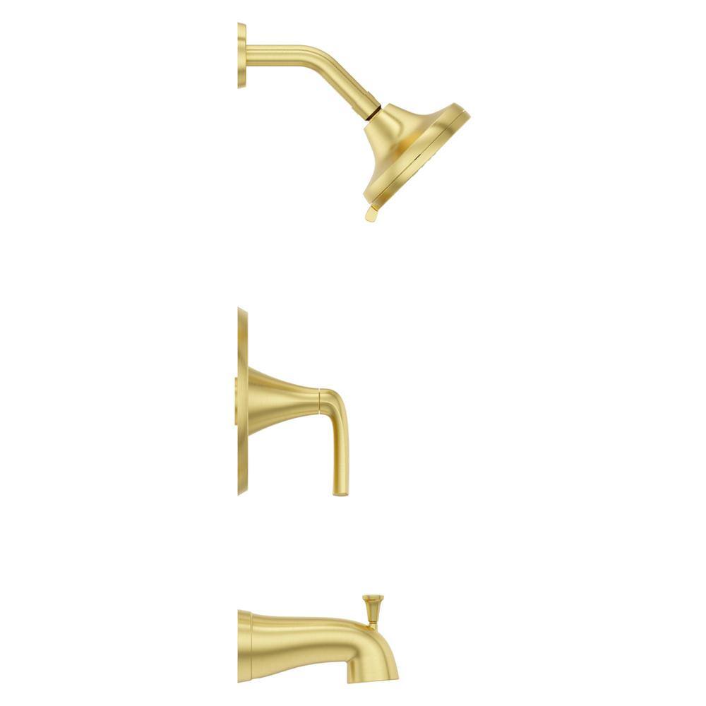 Pfister Ladera Single Handle 3-Spray Tub and Shower Faucet 1.8 GPM in. Brushed Gold (Valve Included) 8P8-WS2-LRSBG