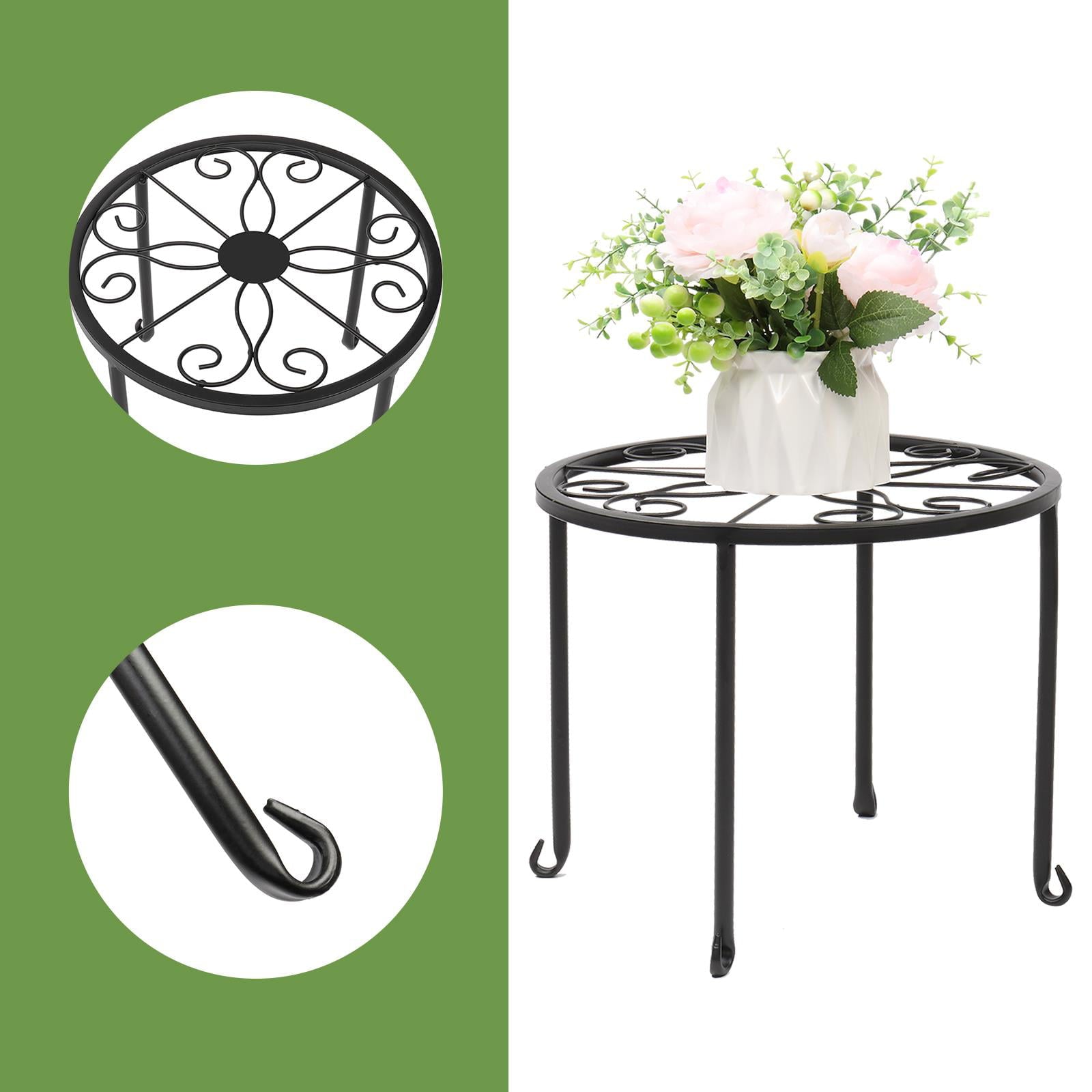 SalonMore 4Pack Scroll Pattern Round Nesting Metal Flower Pot Rack Plant Display Stand Shelf Holder Decor