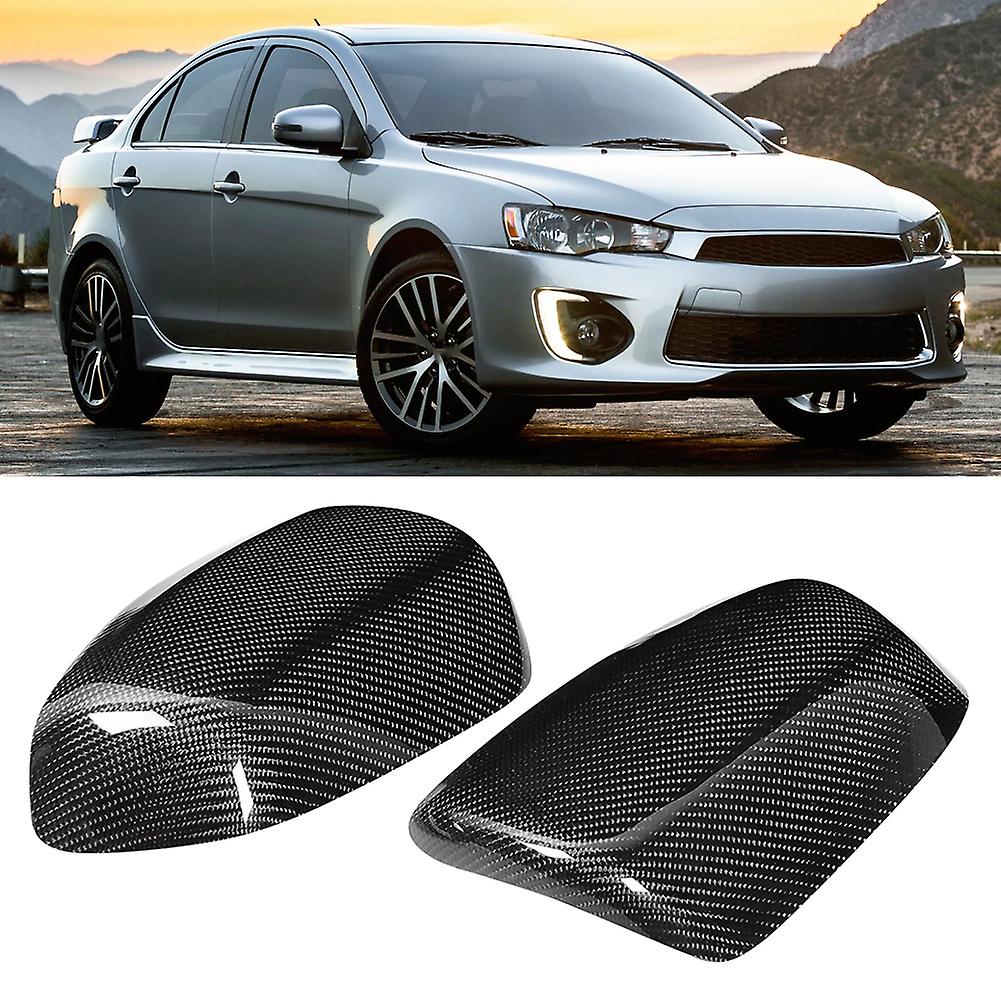 2pcs Rearview Mirror Cover Trim Fit For Mitsubishi Lancer Ex Evo X 10 2009-2016