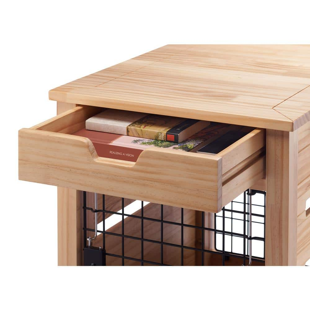 TRINITY 18 in. Pet Crate End Table w/Drawer - Natural TSKLNA-3402