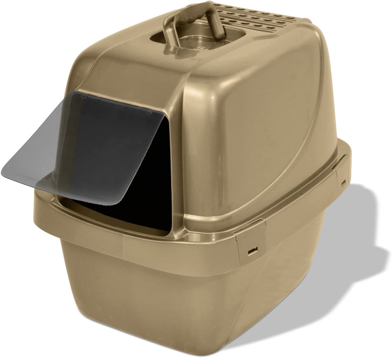 Van Ness Pets Odor Control Large Enclosed Sifting Cat Pan with Odor Door， Hooded， Beige， CP66