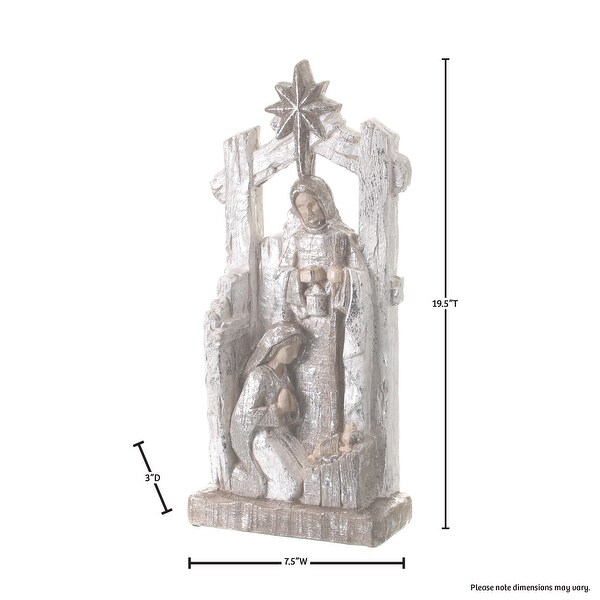 19.5 Paperstone Metallic Holy Family W/Cresh