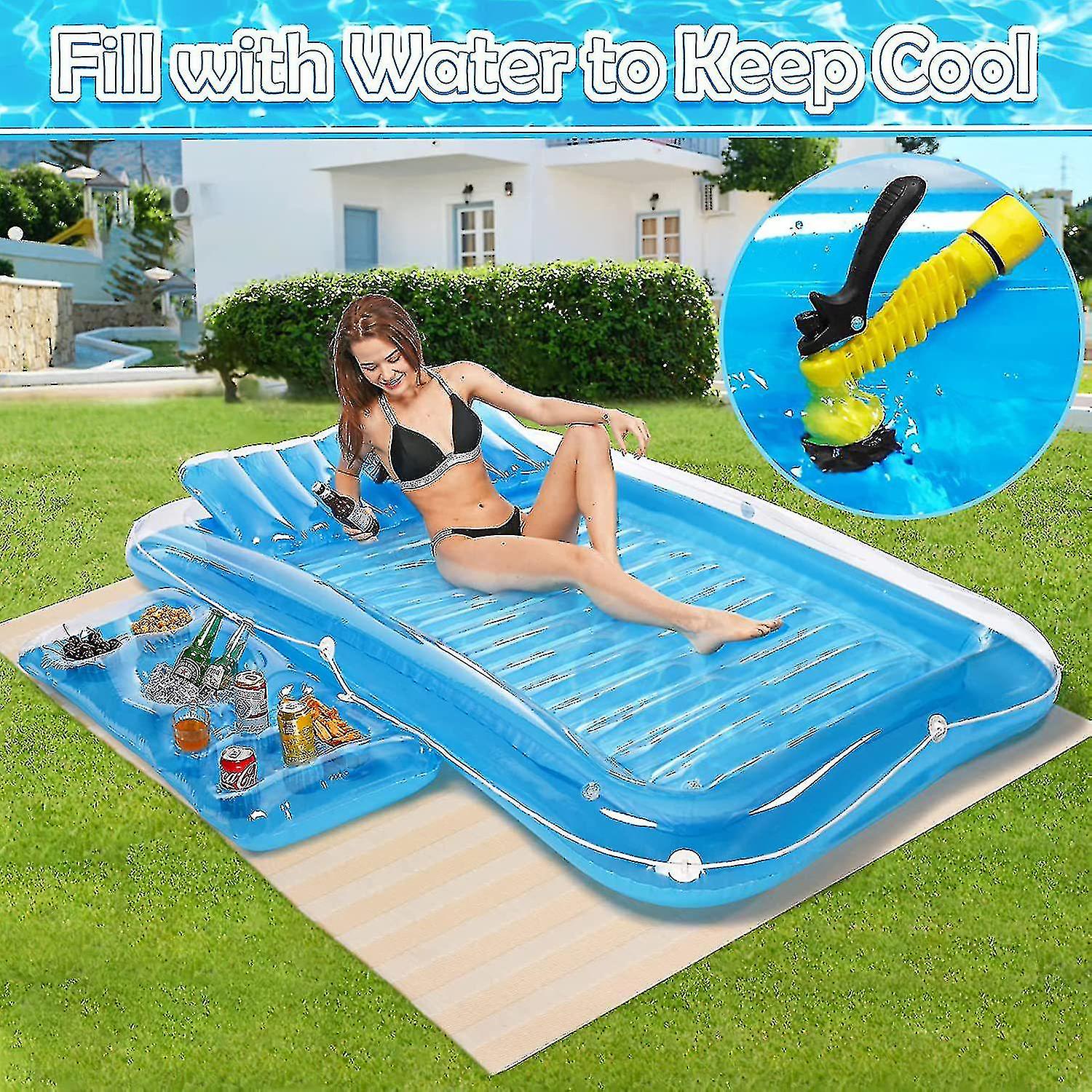 Water Inflatable Bed Pvc Water Oversized Double Floating Bed With Pillows Portable Holiday Sunbathing Pool