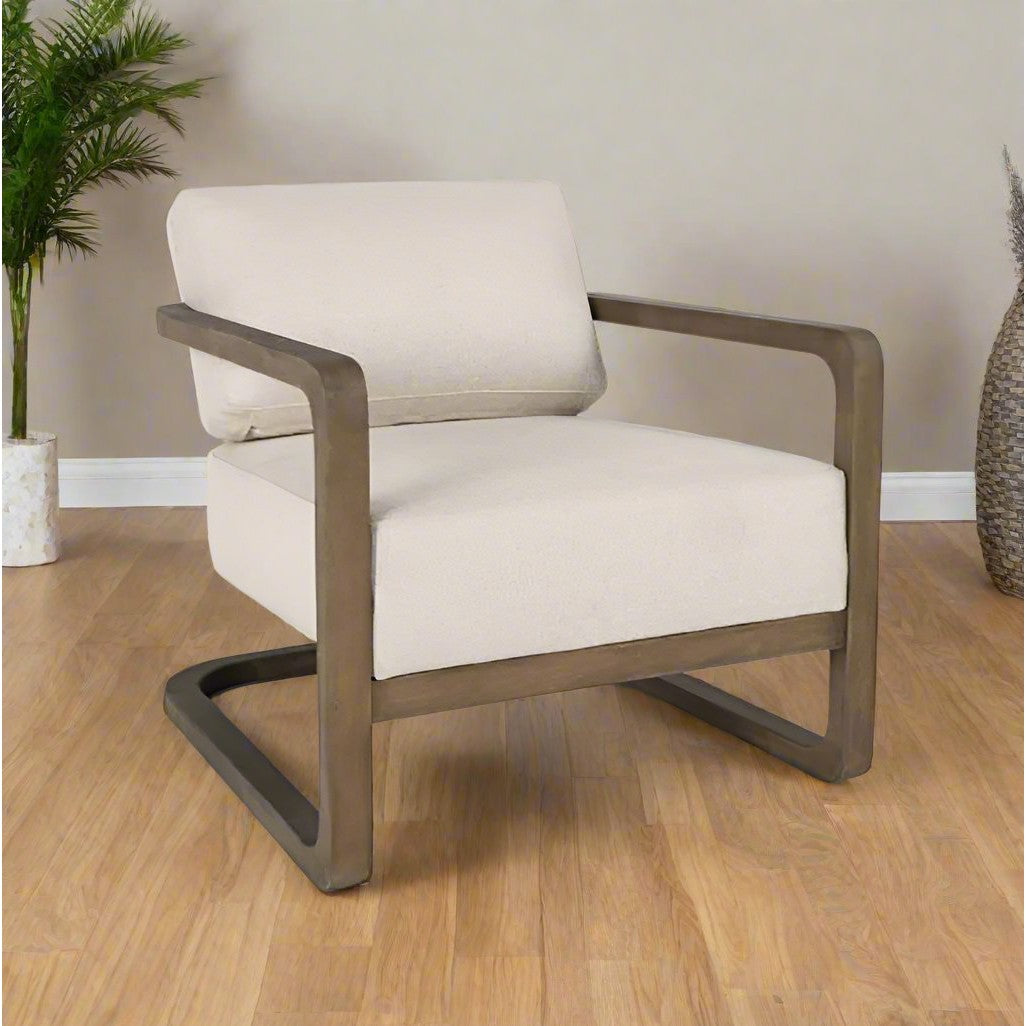 Plush Accent Chair in Curved Wood - Pierce