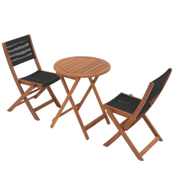 3piece Folding Wood Patio Bistro Set