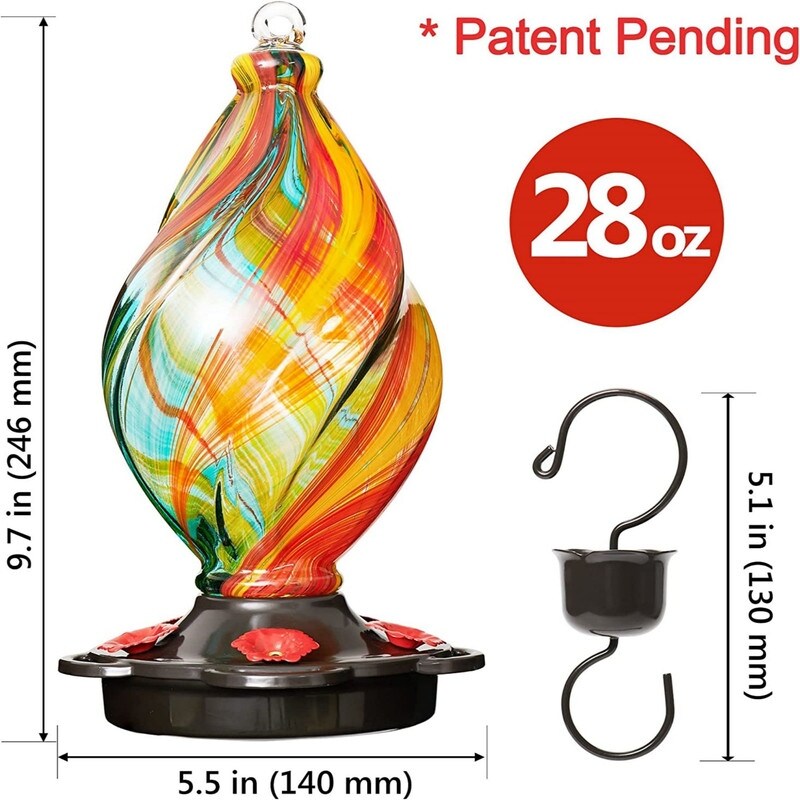 Ice Cream Shaped Spiral Hummingbird Feeder for Outdoors Hanging