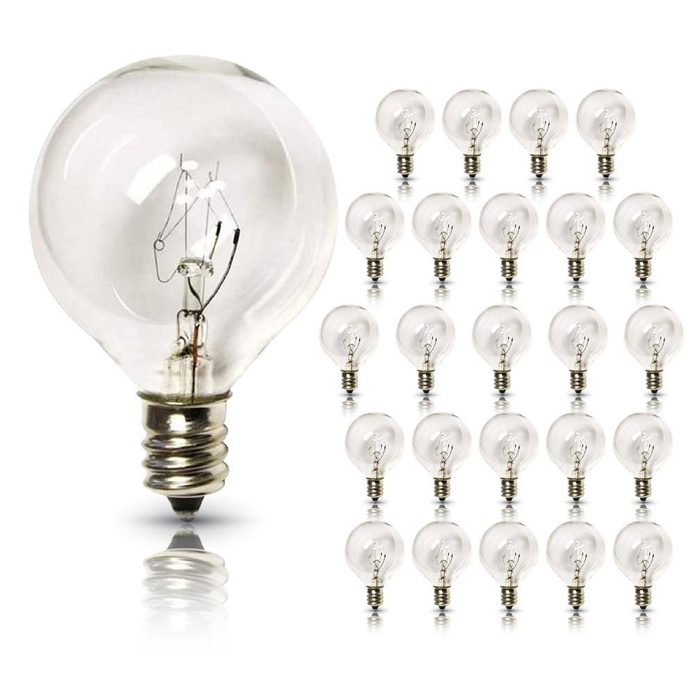 Newhouse Lighting IndoorOutdoor 5-Watt Globe E12 Incandescent Light Bulb Weatherproof G40 Replacement Party String Light Bulb (25-Pack) PSTRINGBULB30