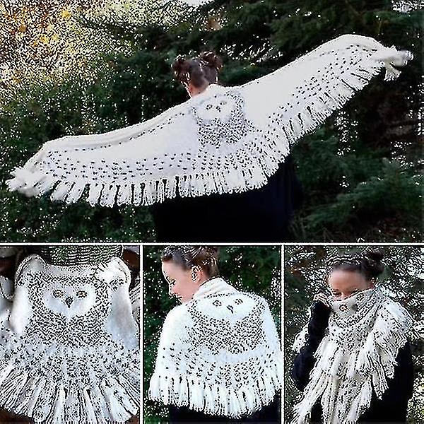 160cm Retro Owl Scarf Hedwig Knitted Pattern Thickened Warm Winter Scarf Wrap Body Tassel Scarf Knitted Ladies Shawl