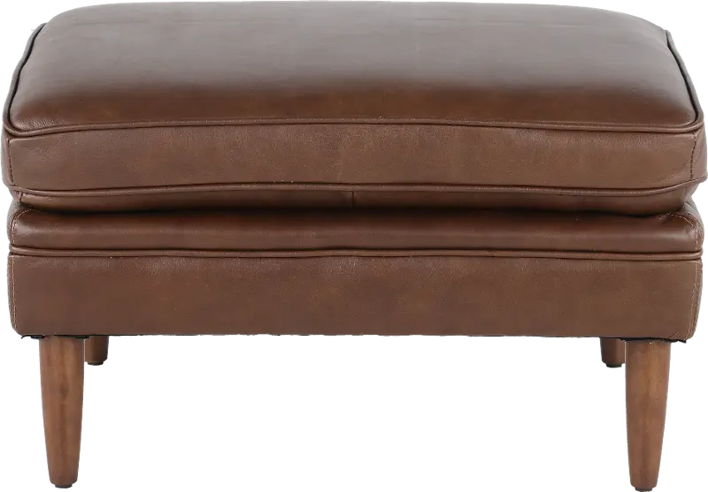 Volcano Brown Leather Ottoman