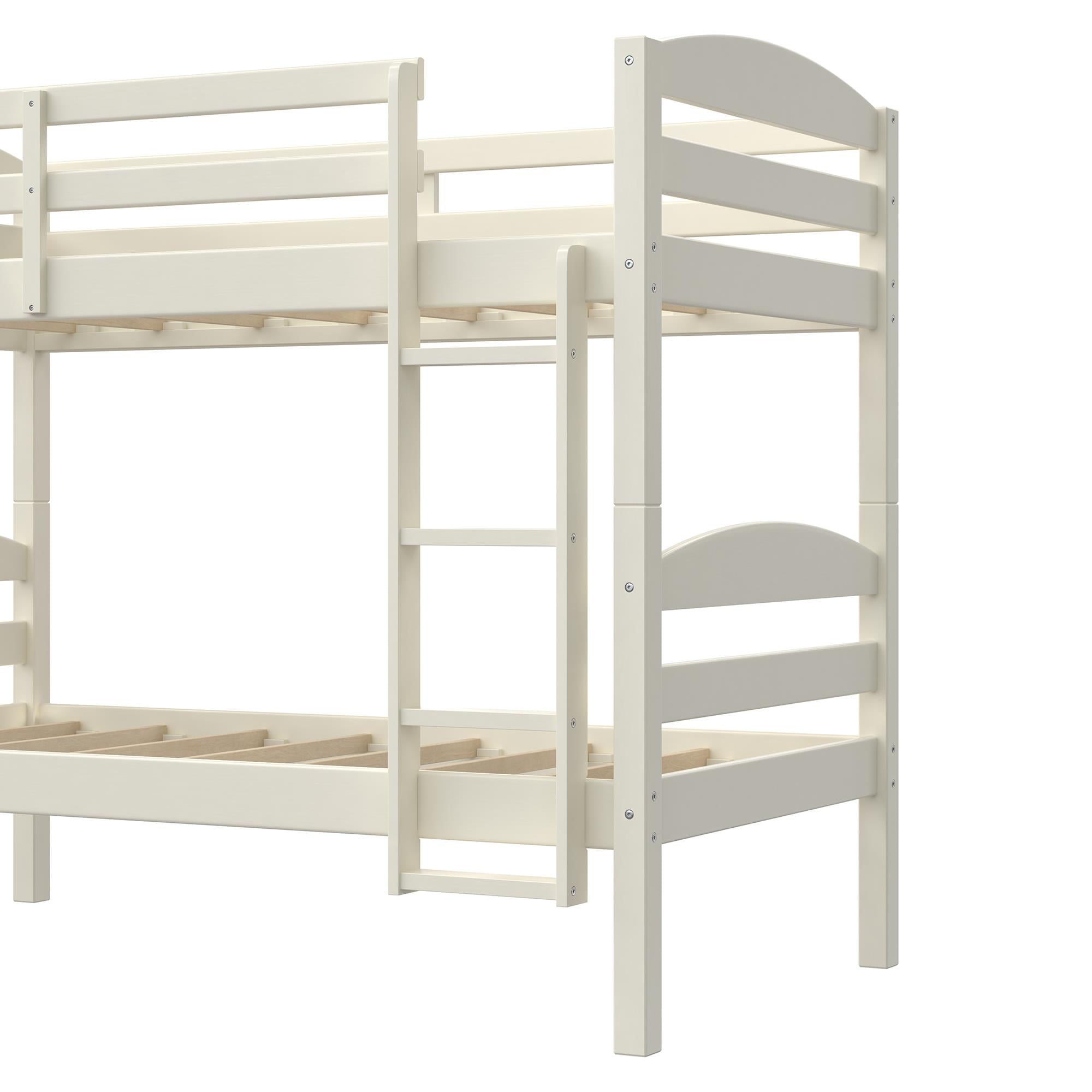 Better Homes & Gardens Leighton Solid Wood Twin-over-Twin Convertible Bunk Bed, White