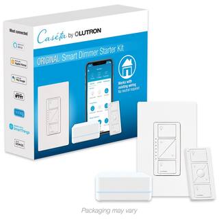 Lutron Caseta Smart Lighting Dimmer Switch Starter Kit with Smart Hub (P-BDG-PKG1W) P-BDG-PKG1W