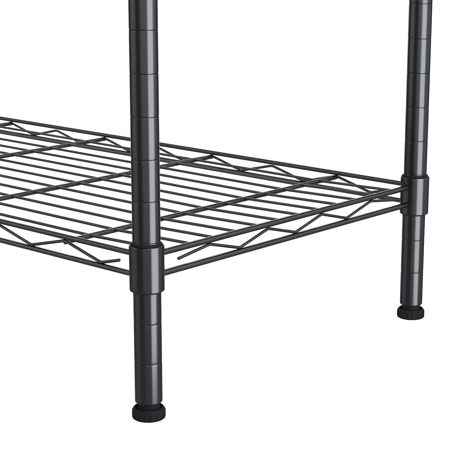 6-Tier Wire Shelving Unit Storage Rack Metal Shelf Organizer with 6 Hooks for Kitchen Bathroom Garage Balcony 21.26