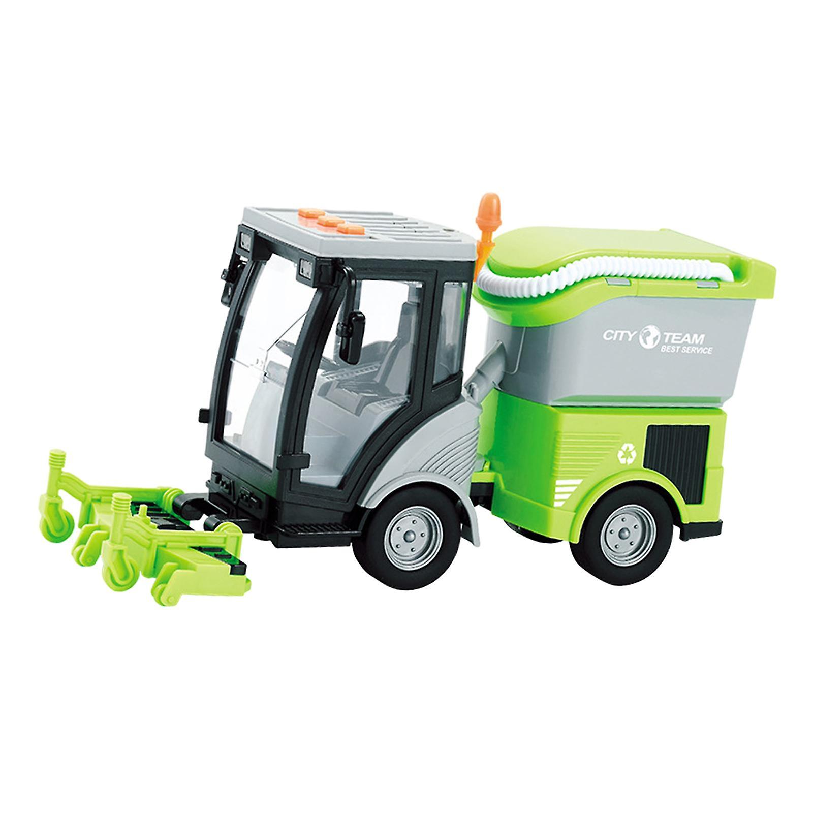 Heavy Duty Cleaning Vehicle Kids 1/16 Street Sweeper Truck Birthday Gift Green