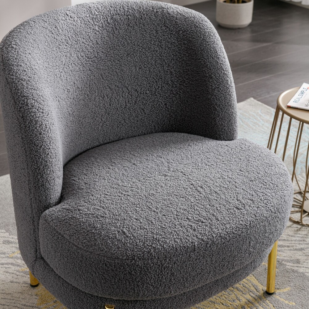 Boucle Upholstered Accent Chair With Gold Legs