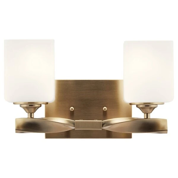 Kichler Lighting Marette 13.5 in. 2-Light Champagne Bronze Vanity Light with Satin Etched Cased Opal Glass