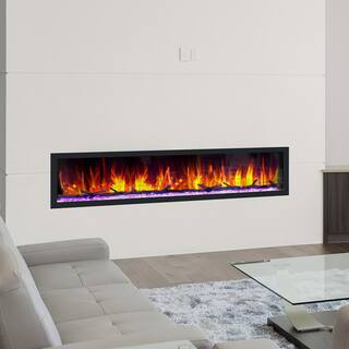 Dynasty Fireplaces 74 in. Cascade Flush-Mount LED Electric Fireplace in Black DY-BTX74