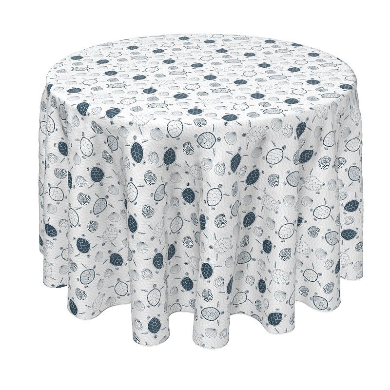 Round Tablecloth， 100% Polyester， 60 Round， Underwater Wildlife