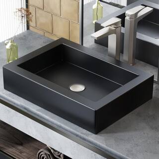 Swiss Madison Voltaire Matte Black Ceramic Rectangular Vessel Sink SM-VS282MB