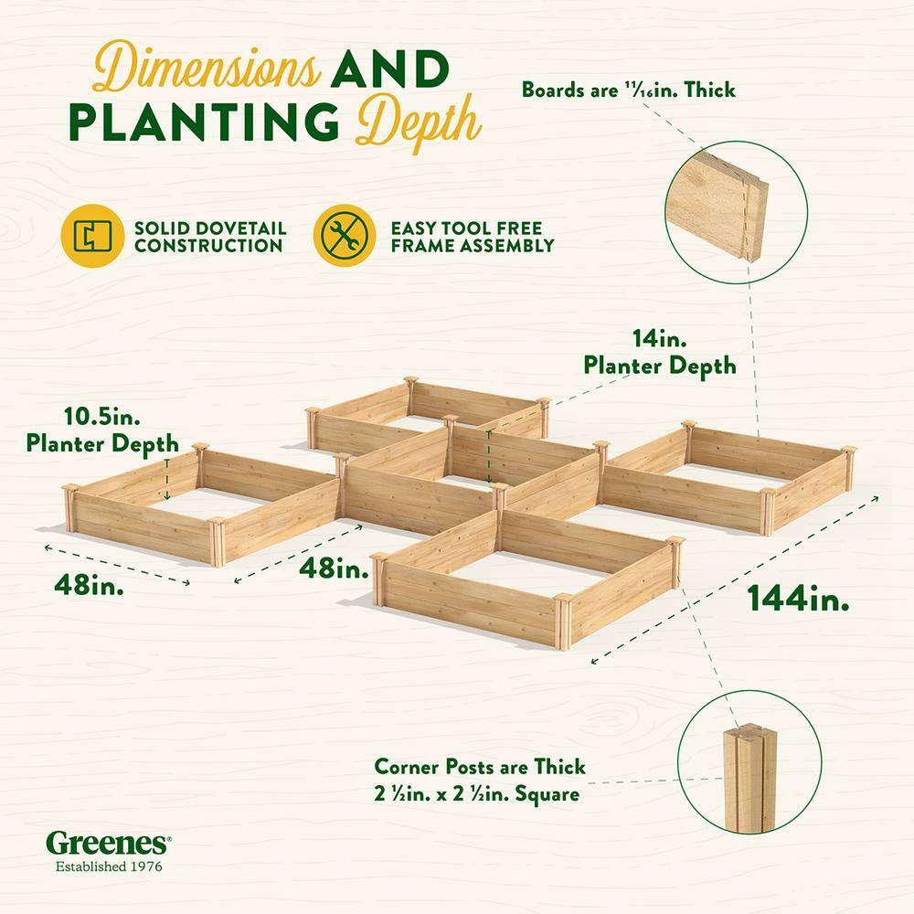 Greenes Fence 12 ft. x 12 ft. 80 sq. ft. Original Cedar Raised Garden Bed RC12T8S64B