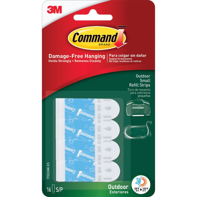 Command Outdoor Light Clips Small Foam Strips Refill Clear