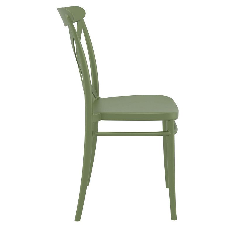 34.25 Olive Green Patio Cross Armless Dining Chair