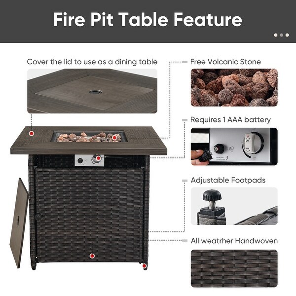 Outdoor Patio Propane Fire Pit Table 50，000 BTU