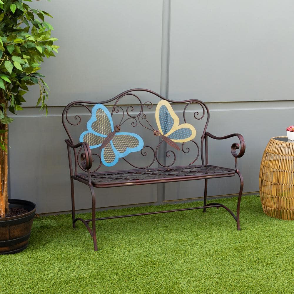 Alpine Corporation 45 in. x 23 in. Outdoor 2-Person Butterfly Garden Bench BVK546