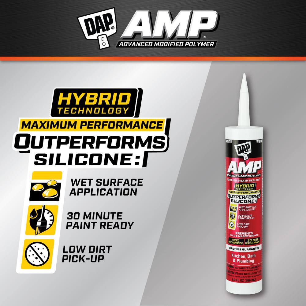 DAP AMP Advanced Modified Polymer 9 oz. White Kitchen and Bath Sealant 00762