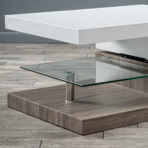 Small Rectangular Mod Coffee Table with Glass by Christopher Knight Home