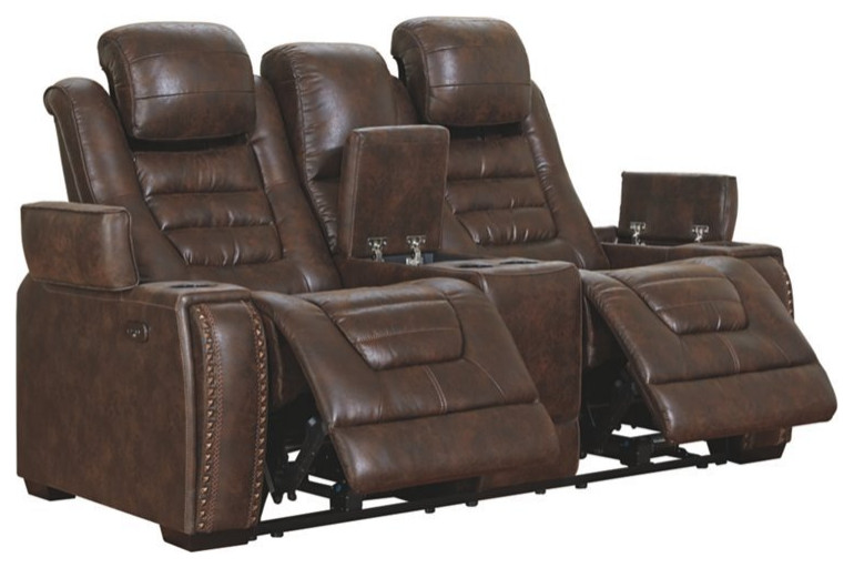 Bowery Hill Power Reclining Loveseat in Bark   Transitional   Loveseats   by Homesquare  Houzz