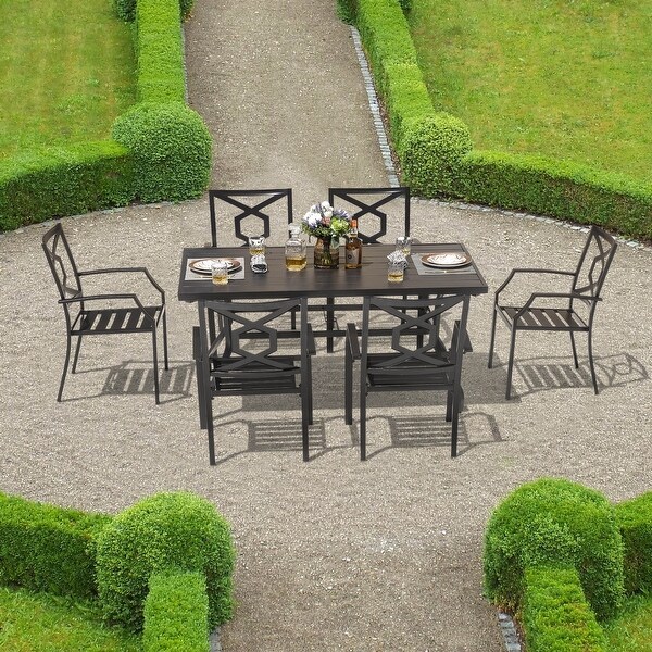 NUU GARDEN Outdoor 7Piece Iron Dining Set