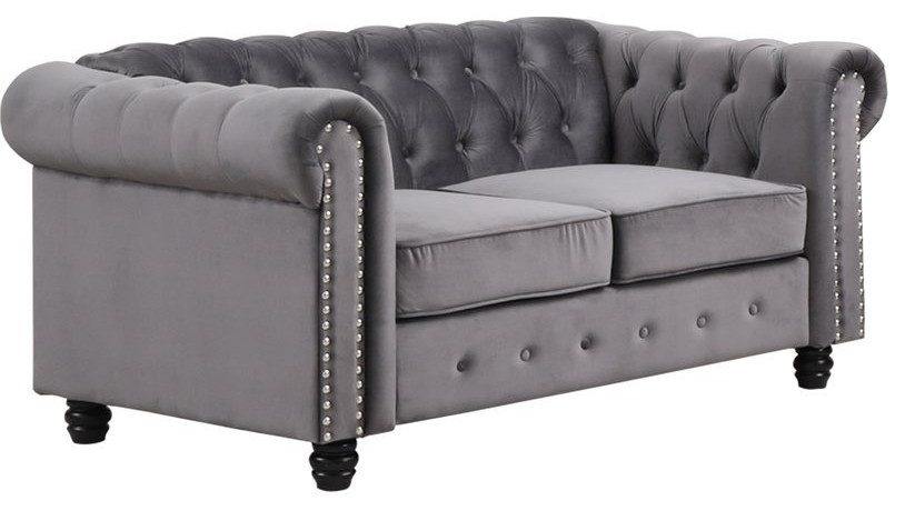 Venice Upholstered Living Room Loveseat   Traditional   Loveseats   by Best Master Furniture  Houzz