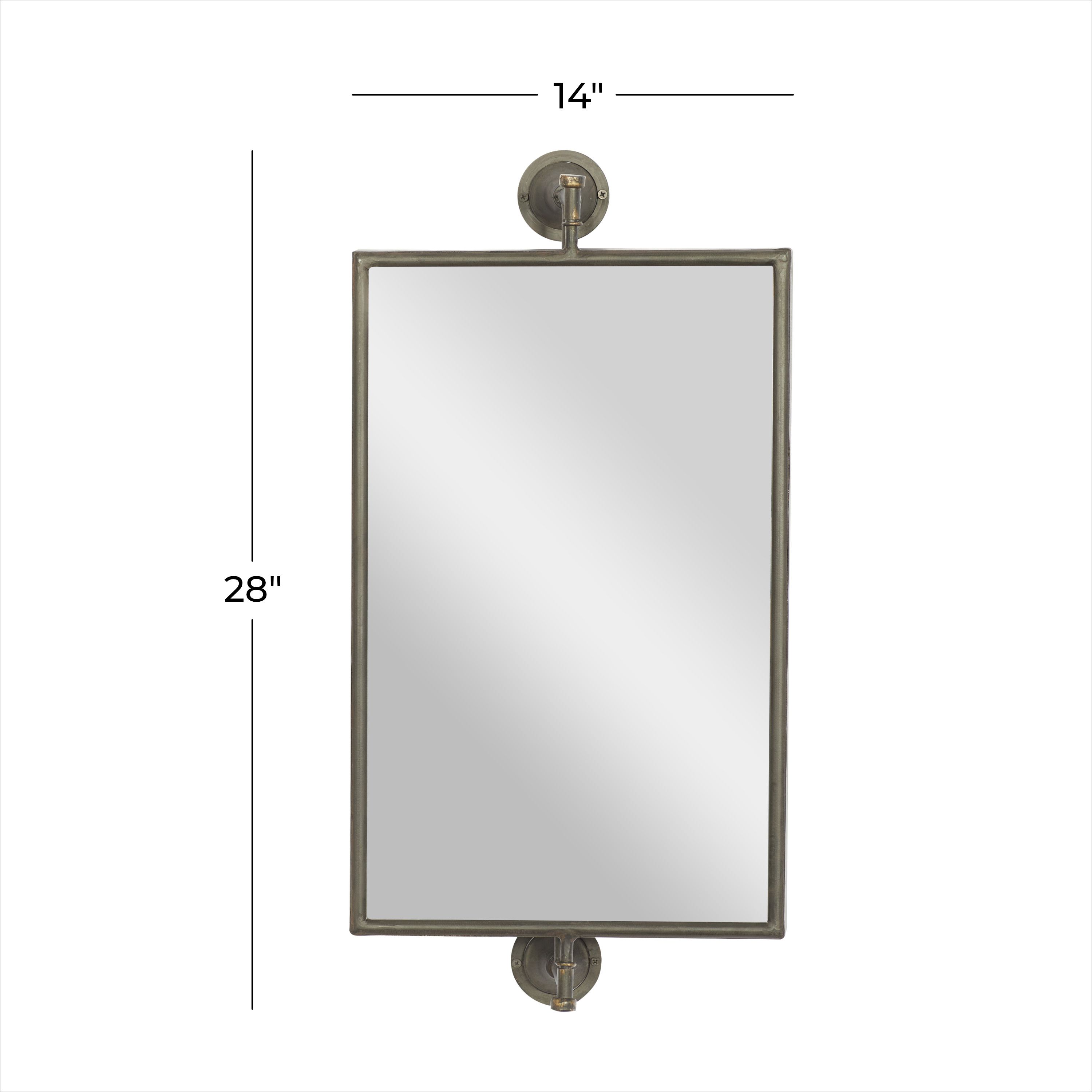 Black Wood Industrial Wall Mirror 28 x 14 x 7