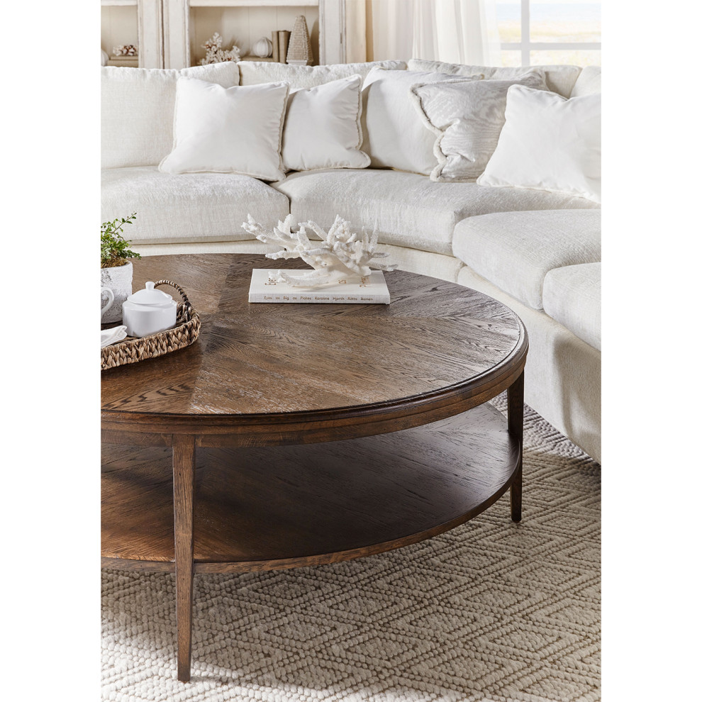 Modern Parquetry Round Coffee Table Dark Oak   Transitional   Coffee Tables   by English Georgian America  Houzz