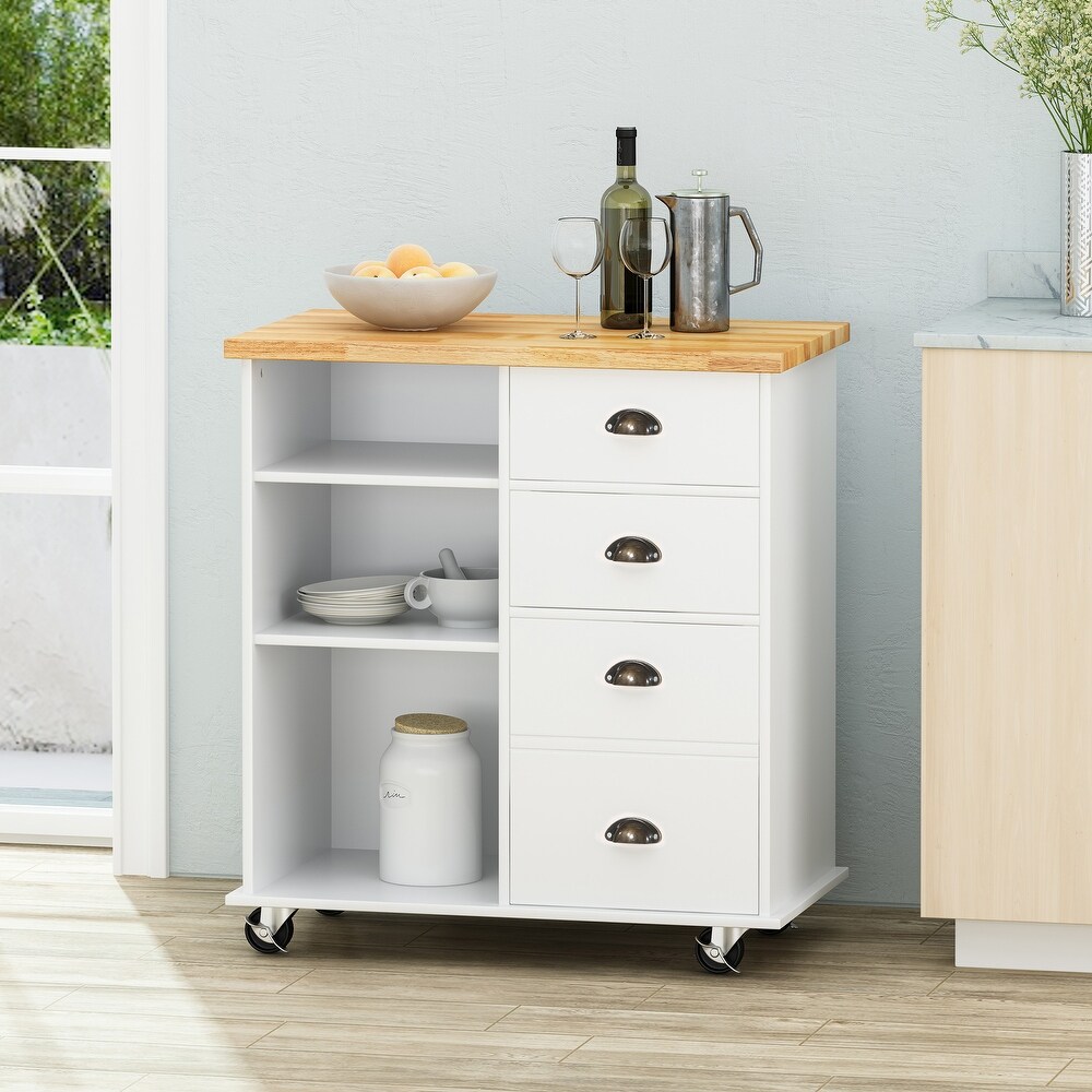 Provence Contemporary Kitchen Cart with Wheels by Christopher Knight Home   31.50\