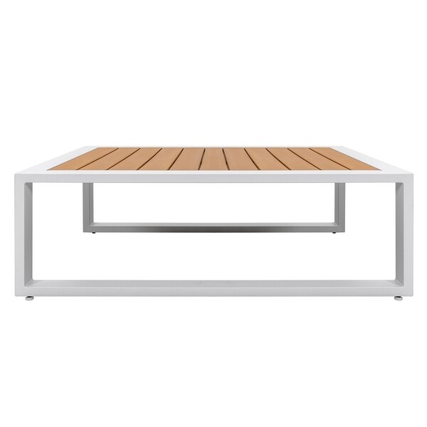 Outdoor Rectangle Coffee Table，Allaluminum Frame，Imitation Wood Tabletop