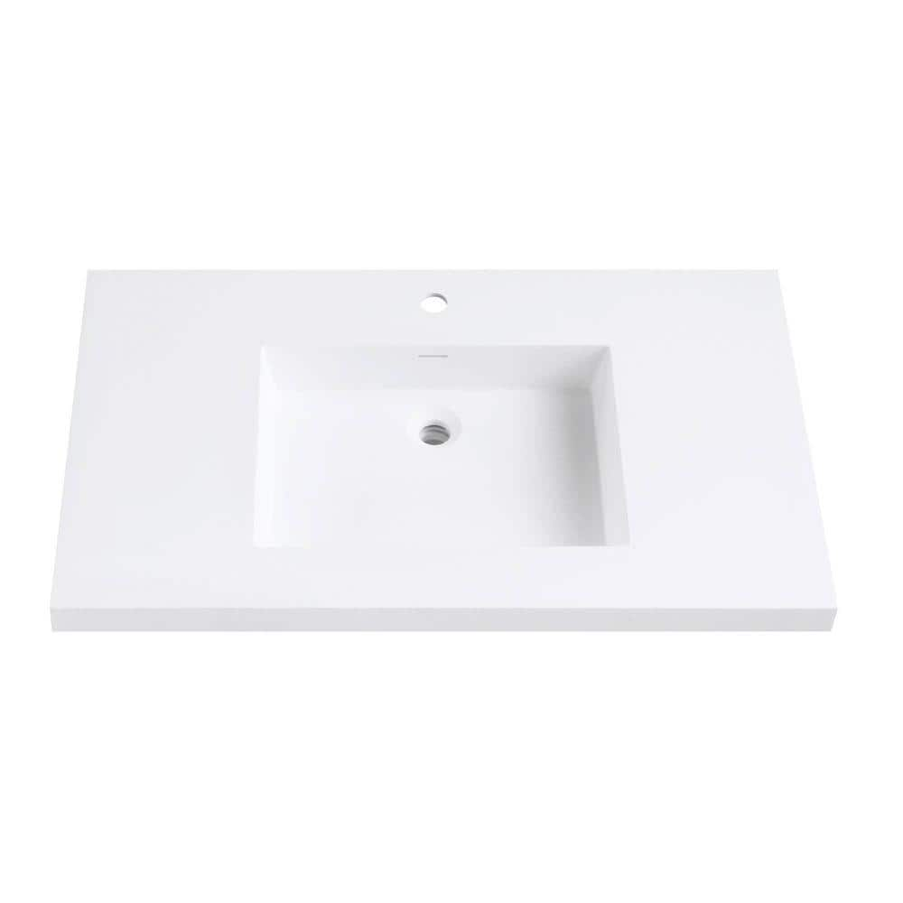 Avanity VersaStone 37 in W x 22 in D x 2 in H Solid Surface Single Basin Vanity Top in White