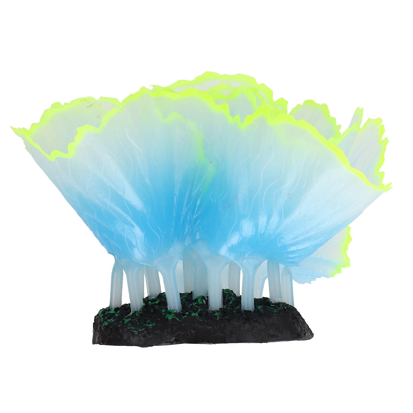 Fish Tank Fluorescent Lettuce Coral Decoration Simulation Marine Plants Aquarium Landscaping Decorationblue