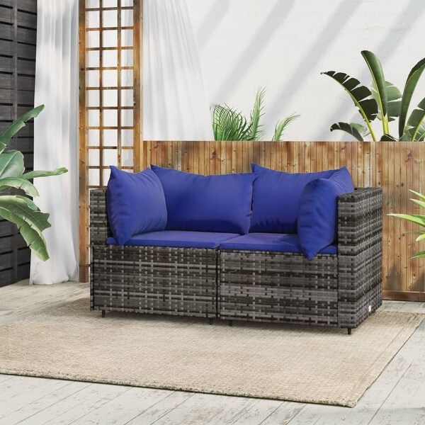 vidaXL Patio Lounge Set with Cushions Brown/Black/Gray Poly Rattan