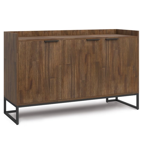 WYNDENHALL Bolton SOLID ACACIA WOOD and Metal 54inch Wide Modern Industrial Sideboard Buffet in Rustic Natural Aged Brown