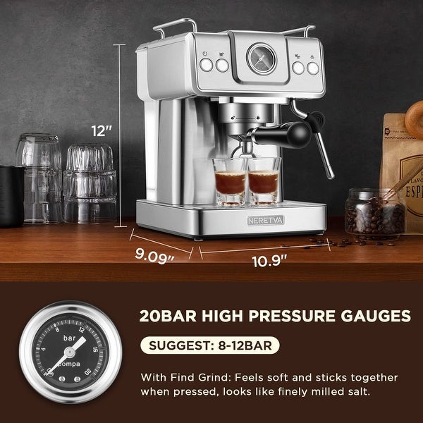 20 Bar Espresso Machine， Expresso Coffee Machine With Milk Foaming Steam Wand