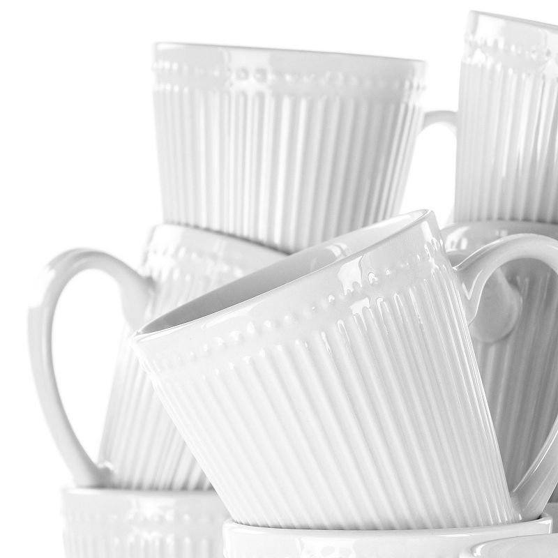 Elama Madeline 12 Piece Porcelain Mug Set in White