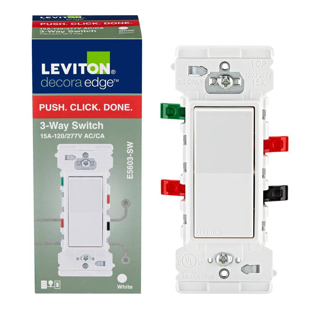 Leviton Decora Edge 15 Amp 3-Way Switch White R02-E5603-0SW